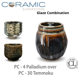 Palladium PC-04 over Temmoku PC-30 Pottery Cone 5 Glaze Combination Palladium PC-04 over Temmoku PC-30 Pottery Cone 5 Glaze Combination
